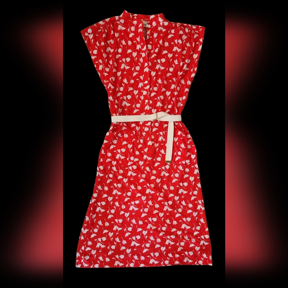 Red and White Floral Kids Dress